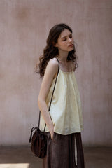 Pleated Suspender Backless Top