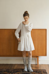 Double Belt Cinched V-Neck Long Sleeve Dress