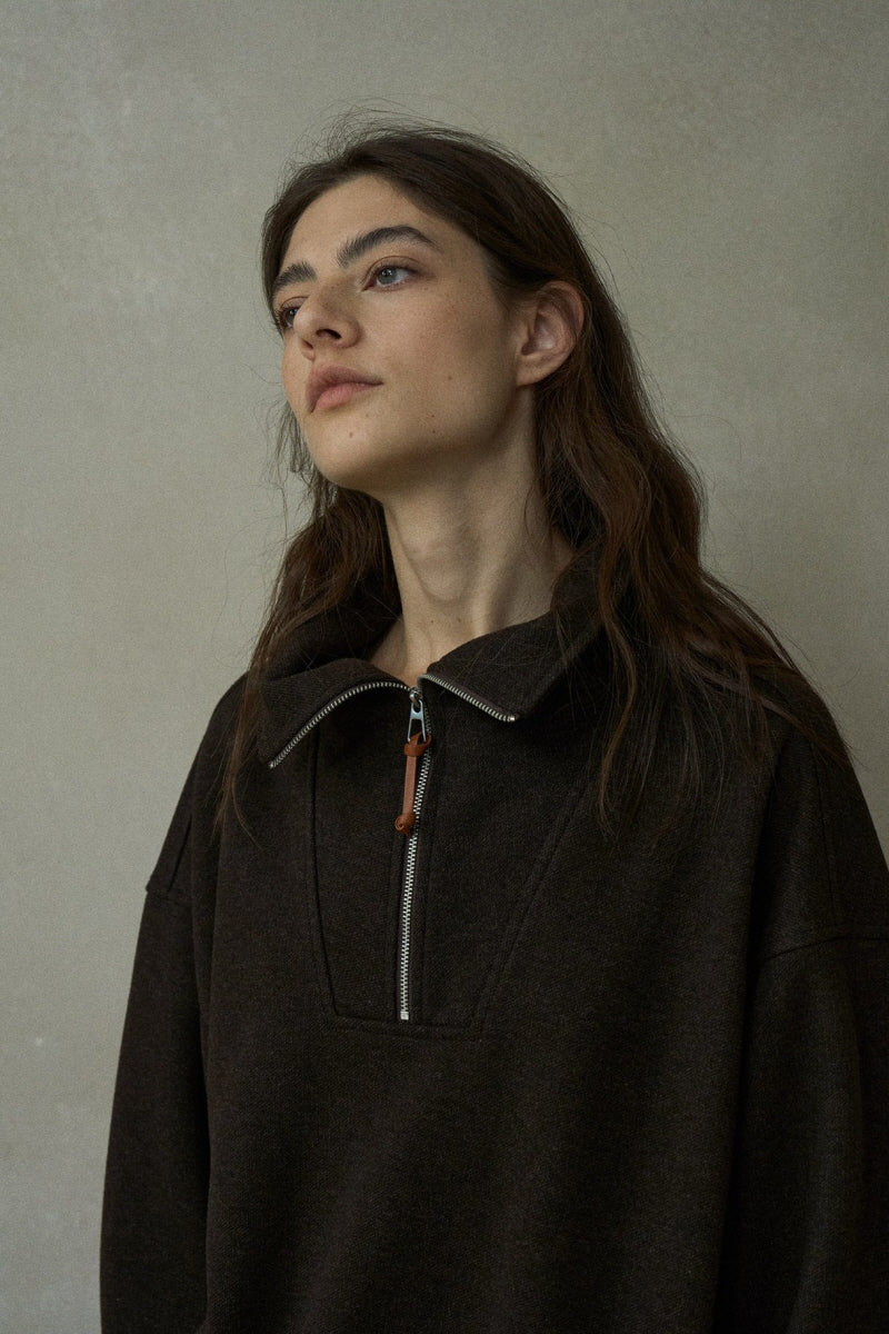 Sheer-Gauze Pullover Sweatshirt