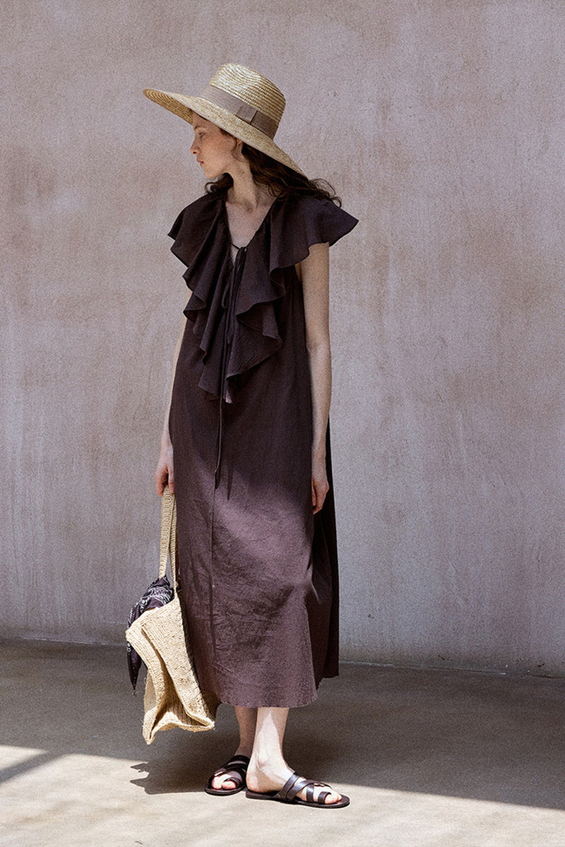 Ruffle Drape Sleeveless Dress