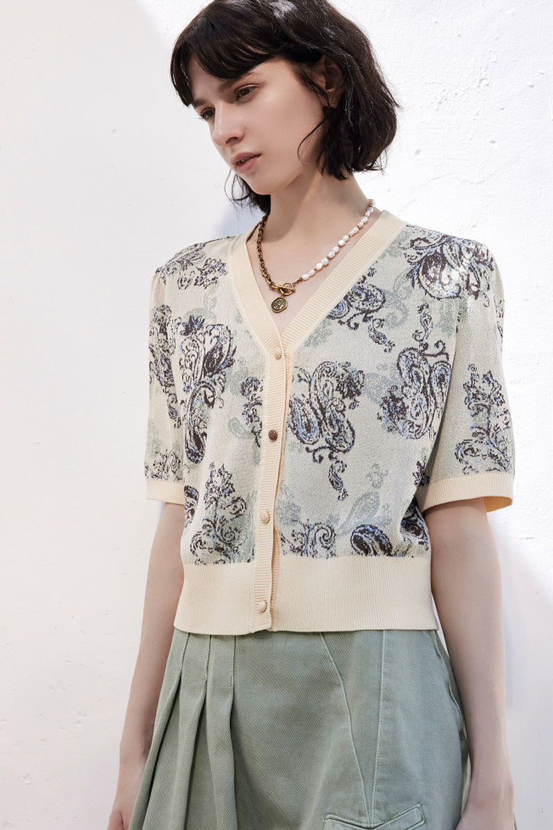 Retro Jacquard Knitted Cardigan