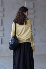 Lazy Irregular Collar Pleated Knitted Top