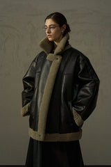 Erased Color Oversize Lapel Fur Jacket