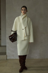 Scarf Collar Reversible Tweed Jacket
