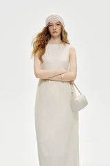 Three-Dimensional Pleated Sleeveless Dress