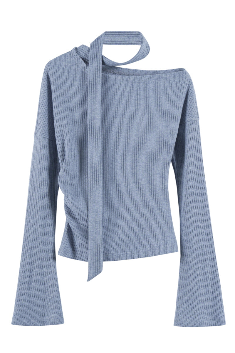 Slouchy Streamer Off Shoulder Knit Top