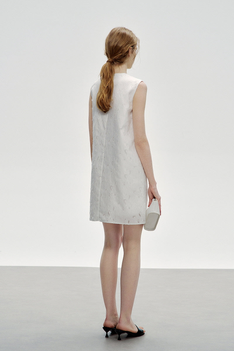 Asymmetric Jacquard Sleeveless Dress