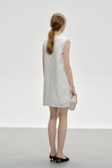 Asymmetric Jacquard Sleeveless Dress