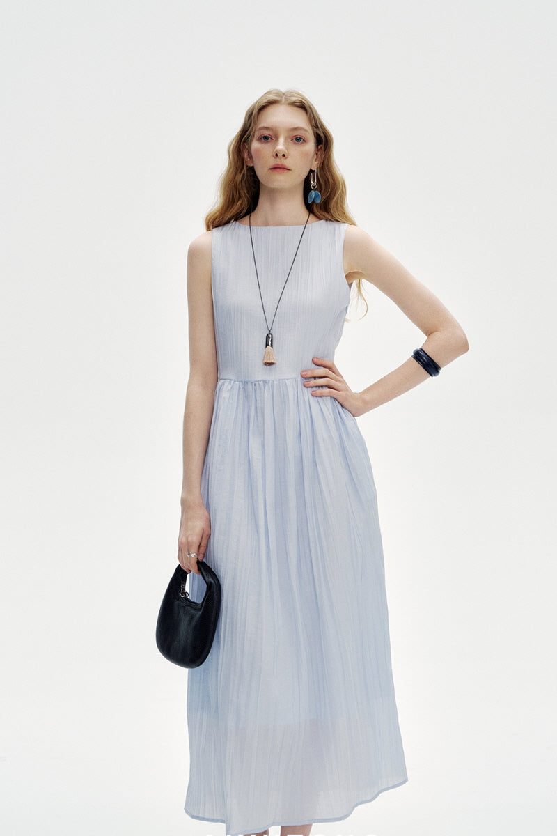 Three-Dimensional Pleated Sleeveless Dress