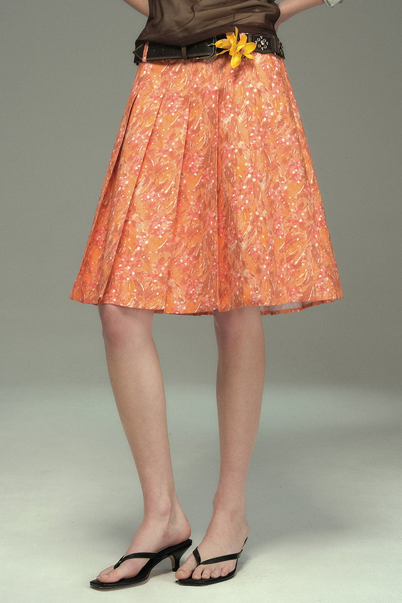 Press-Pleated A-Line Skirt