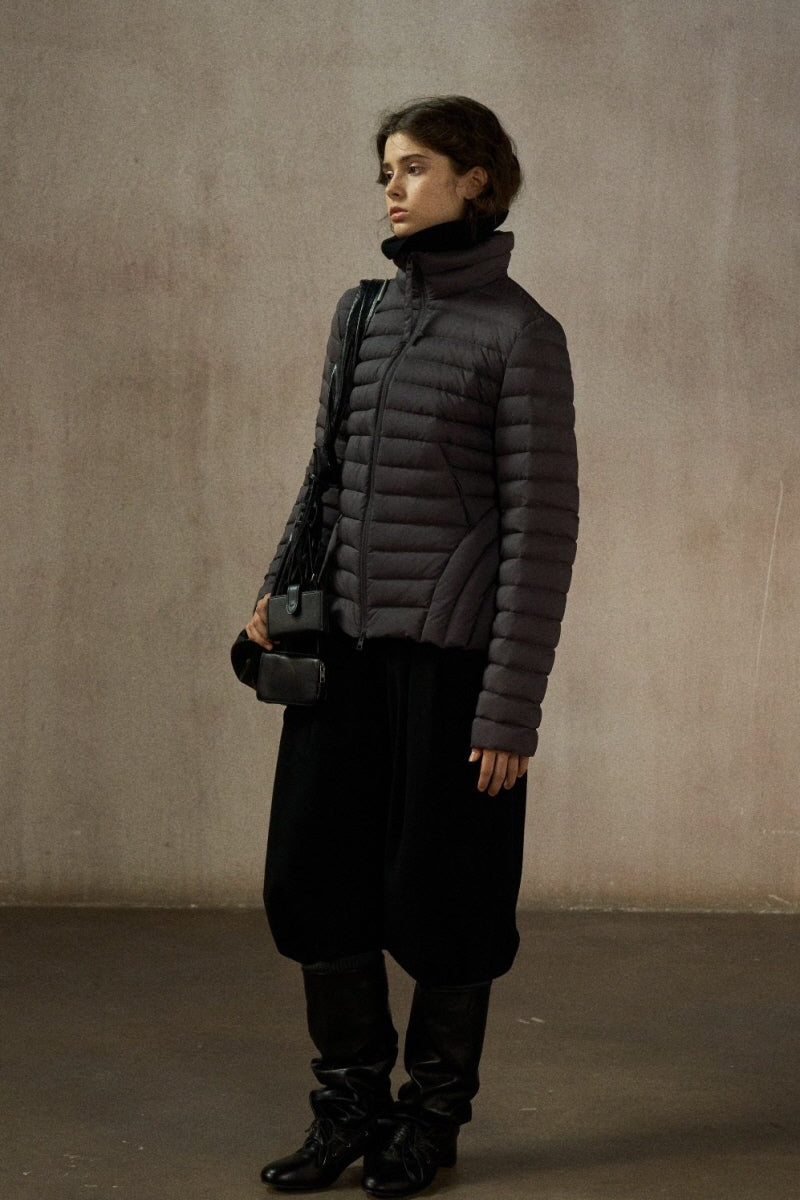 Stand-Up Collar Hourglass Puffer Jacket