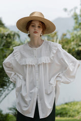Fly Sleeve Cutout Panel Long Shirt