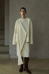Scarf Collar Reversible Tweed Jacket