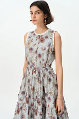 Ruffle Print Sleeveless Vest Dress