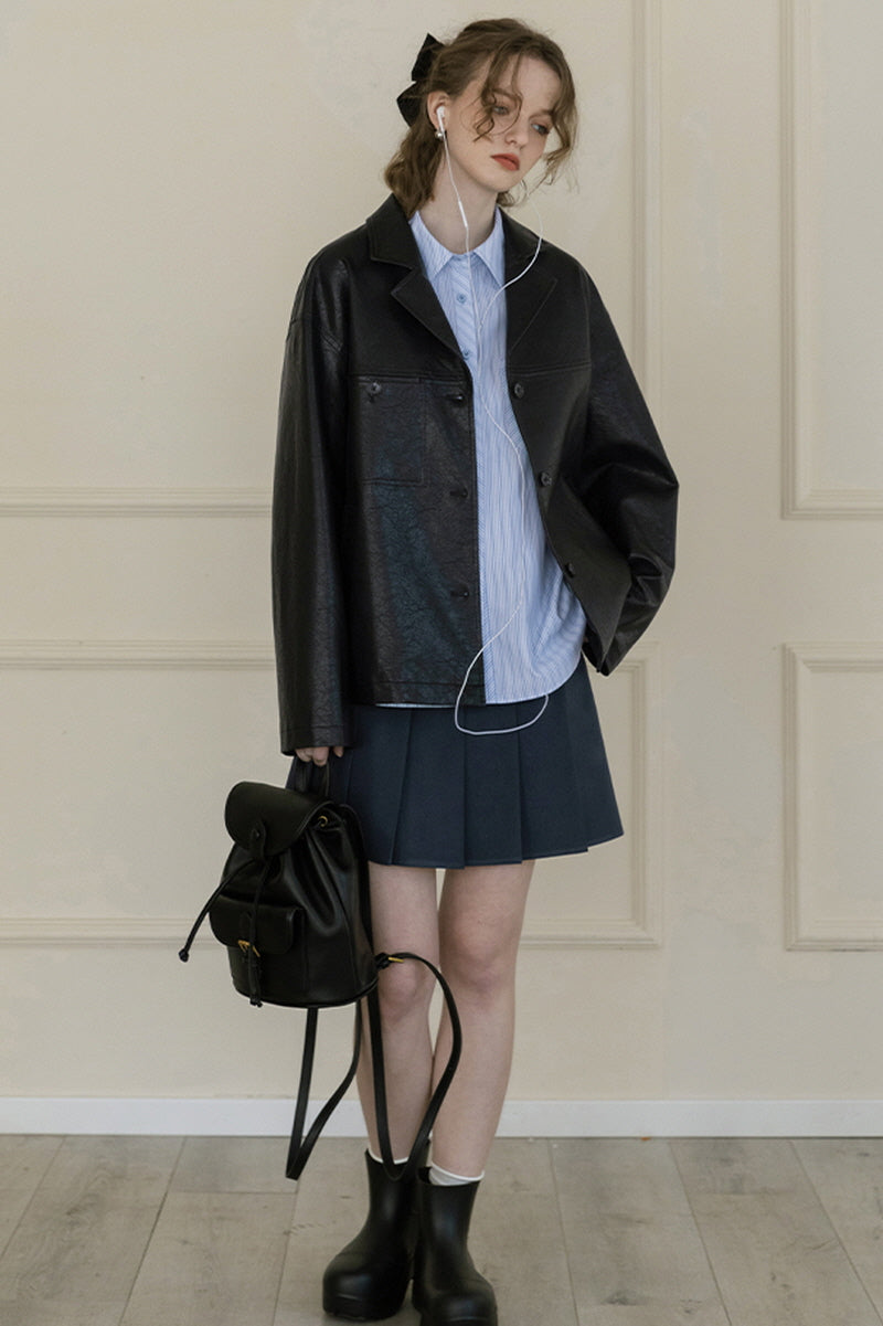 Suit Collar Loose Casual Black Jacket