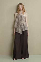 Irregular Strap Ruffle Top