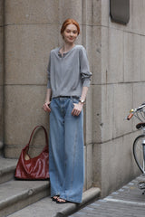 Korean High Waist Wide-Leg Jeans