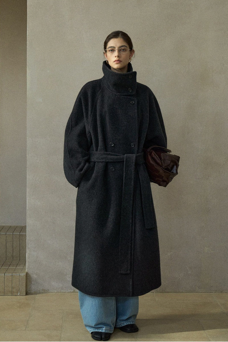 High-Neck Double-Breasted Reversible Coat