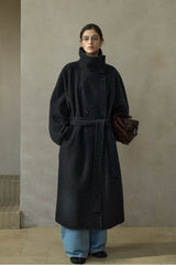 High-Neck Double-Breasted Reversible Coat