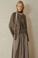 Double Belt Asymmetrical Shoulder Long Sleeve Dress