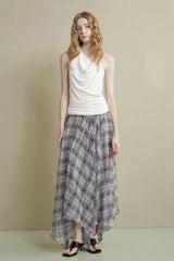 Slanted Shoulder Swing-Neck Vest Top