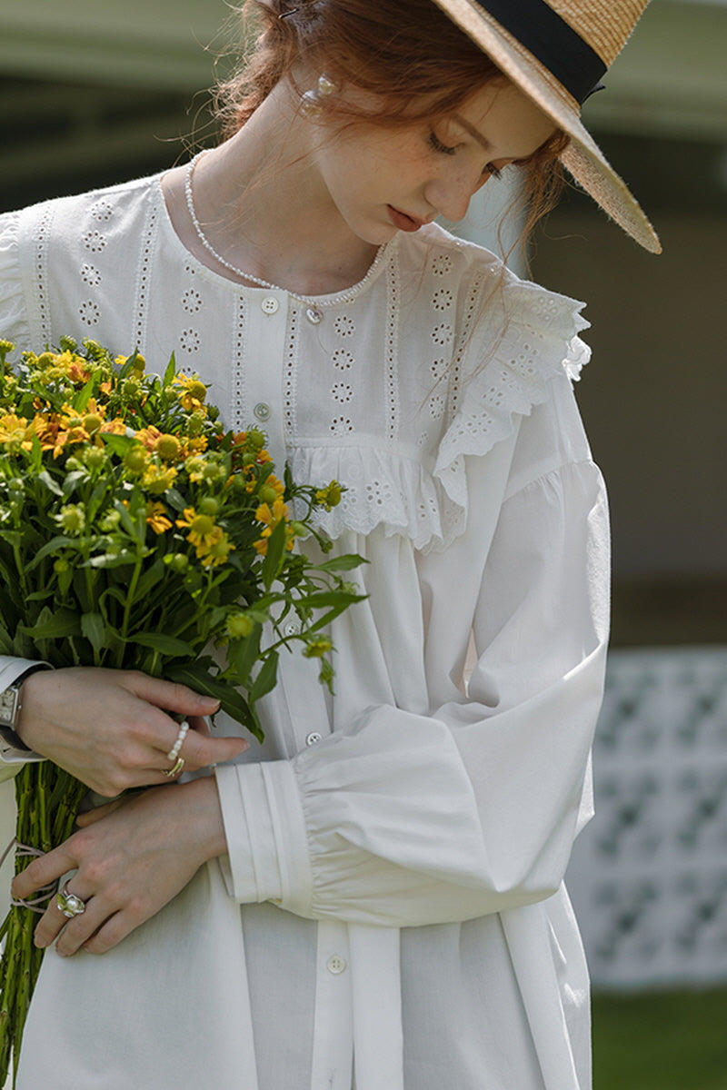 Fly Sleeve Cutout Panel Long Shirt