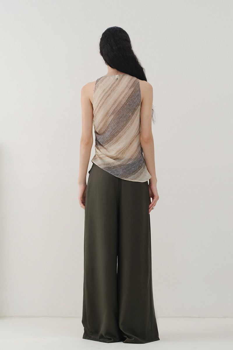 Gradient Stripe Asymmetrical Beaded Suspender Top