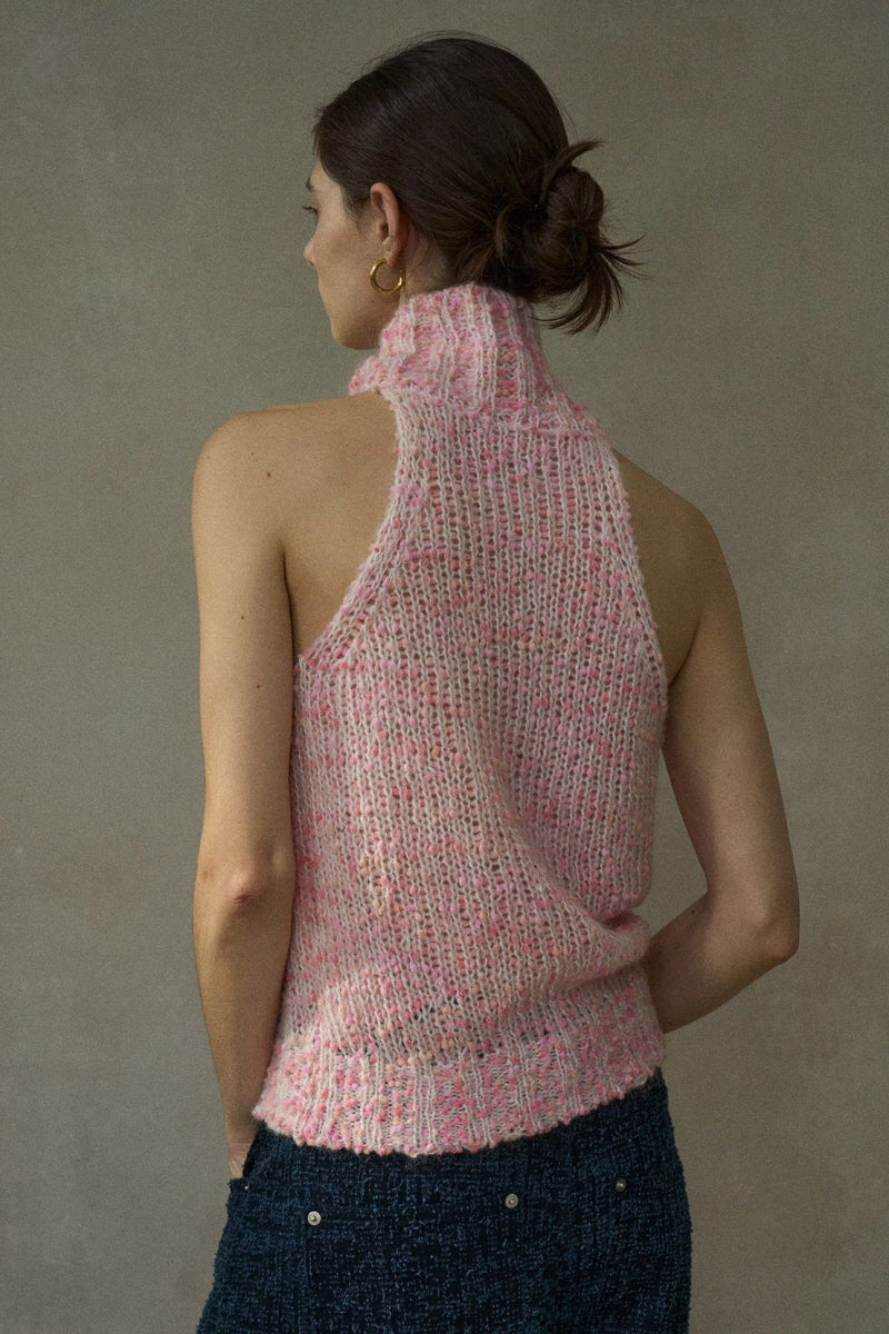 Spotted Turtleneck Knit Vest