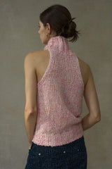 Spotted Turtleneck Knit Vest