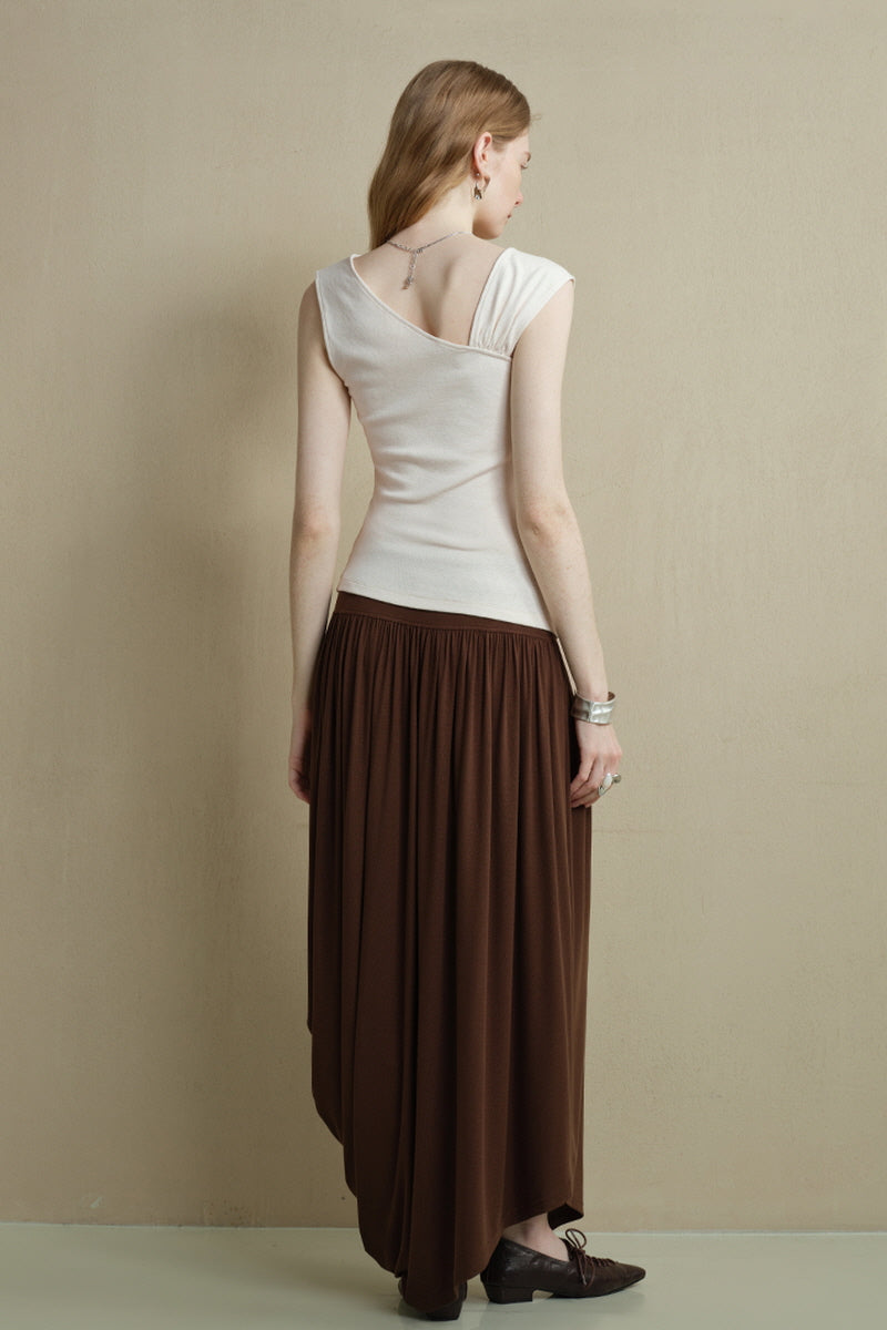 Irregular Slanted Shoulder Vest Top