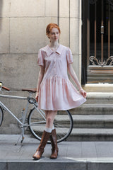 Smudge Puff Sleeve Shirt Dress