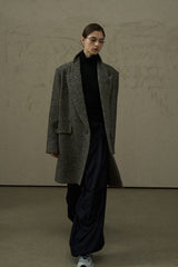 Textured Herringbone Lapel Coat