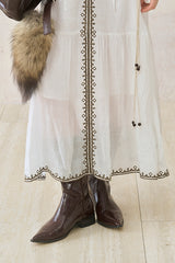 Contrast Embroidery Maxi Dress