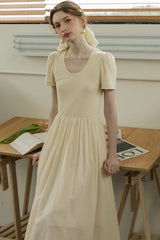 French Vintage U-Neck Slim Dress