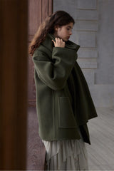 Long Scarf-Collar Two-Piece Reversible Jacket