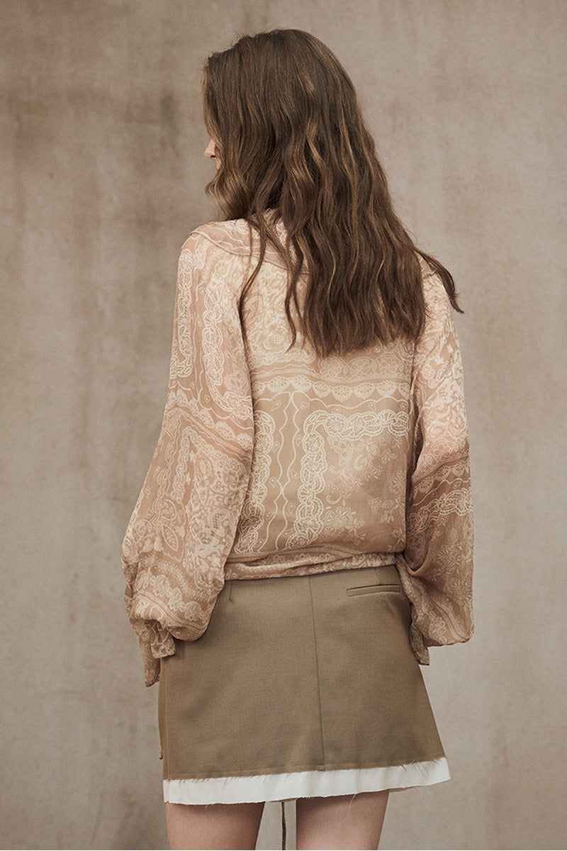 Ruffled Neck Strappy Shirt