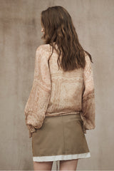 Ruffled Neck Strappy Shirt