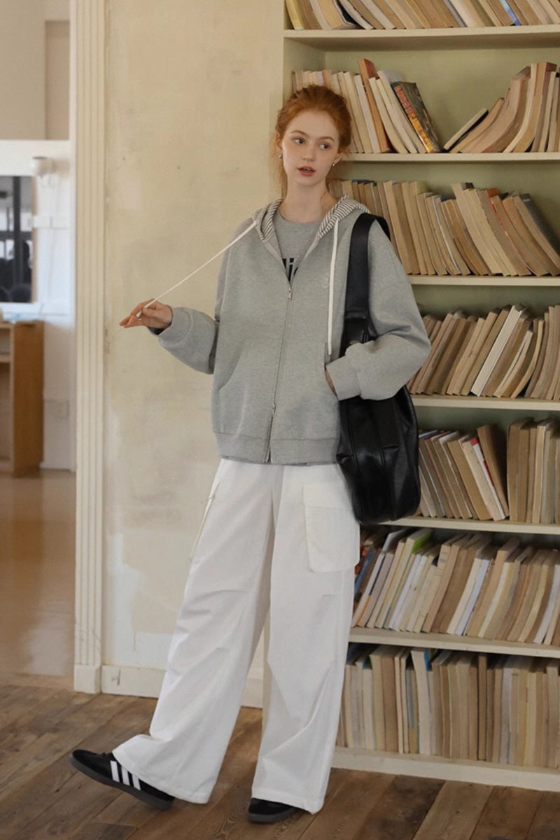 Check Patchwork Hooded Sweatshirt Jacket