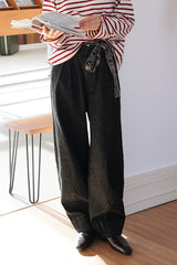 French Retro Straight Leg Pants