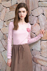 Square-Neck Slim Knit Top