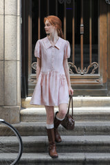 Smudge Puff Sleeve Shirt Dress