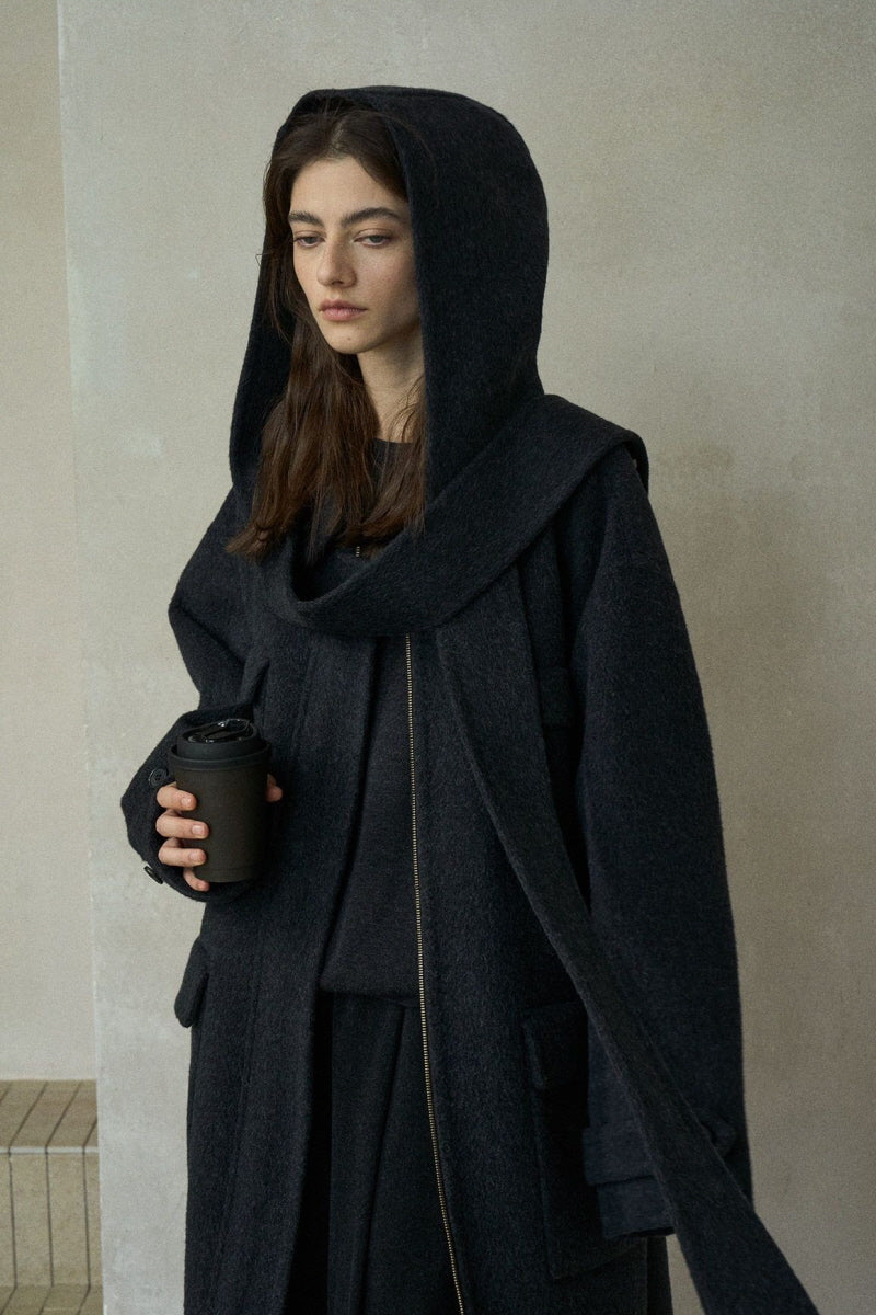 Hooded Lapel Loose Long Coat