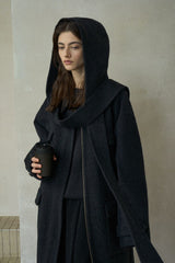 Hooded Lapel Loose Long Coat