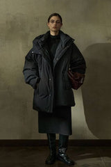 Oversized Hooded Stand Collar Parka Jacket