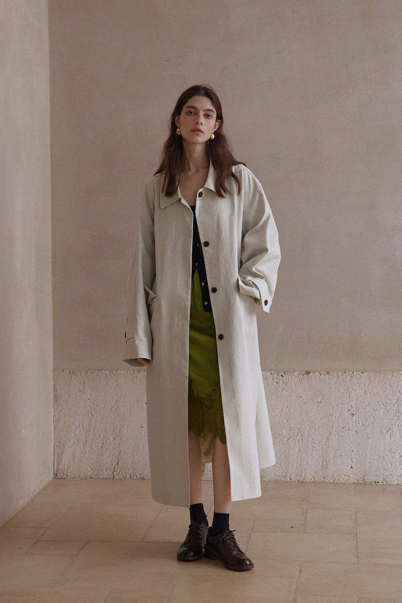 Textured Tunic Long Trench Coat