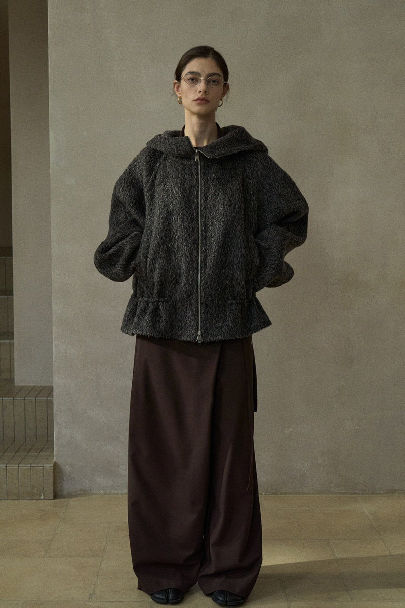 Reversible Hooded Open-Placket Jacket