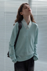 Rainbow After Rain V-Neck Pullover Sweater