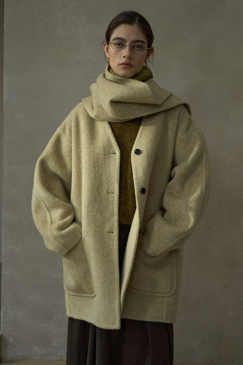 Reversible Tassel-Scarf Duffle Jacket
