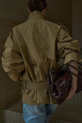 Loose Double-Breasted Short Trench Coat