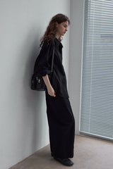 Loose Textured Long-Sleeve Shirt